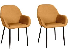 Fauteuil en velours cotelé Giulia (Lot de 2) (Moutarde)