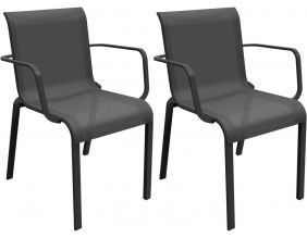 Fauteuils pour l'extérieur en aluminium Cauro (Lot de 2) (Graphite et gris)