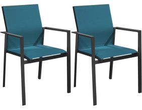 Fauteuils de jardin empilables Delia (Lot de 2) (Graphite, bleu)