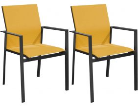 Fauteuils de jardin empilables Delia (Lot de 2) (Graphite, moutarde)