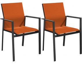 Fauteuils de jardin empilables Delia (Lot de 2) (Graphite, paprika)