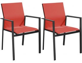 Fauteuils de jardin empilables Delia (Lot de 2) (Graphite, rouge)