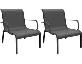 Fauteuils lounge pour l'extérieur en aluminium Cauro (Lot de 2) (Graphite et gris)