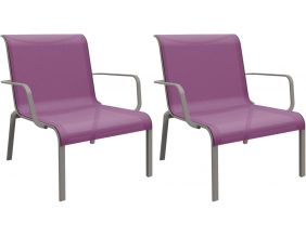 Fauteuils lounge pour l'extérieur en aluminium Cauro (Lot de 2) (Taupe et lilas)