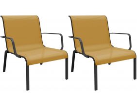 Fauteuils lounge pour l'extérieur en aluminium Cauro (Lot de 2) (Graphite et moutarde)