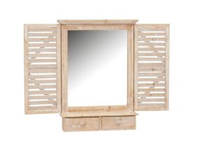 Miroir fenêtre en bois avec tiroirs