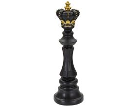 Figurine échec décoratif en polyrésine noire et dorée (Roi modèle 2)