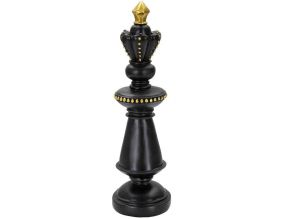 Figurine échec décoratif en polyrésine noire et dorée (Roi modèle 1)