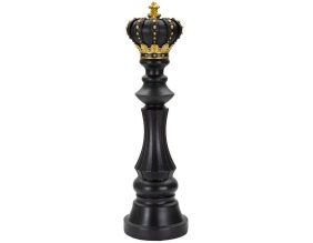Figurine échec décoratif en polyrésine noire et dorée (Roi modèle 3)