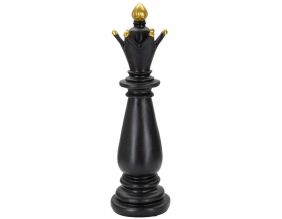 Figurine échec décoratif en polyrésine noire et dorée (Fou)