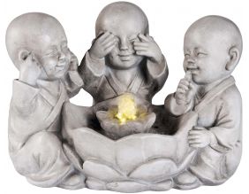 Fontaine en polyrésine trio bouddha (Pierre)