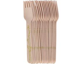 Couverts en bois 100% compostable Herbe (Fourchettes Lot de 20)