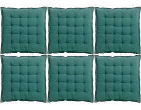 Galette de chaise en coton recyclé Grace (Lot de 6) (Paon)