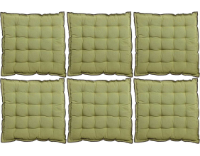 Galette de chaise en coton recyclé Grace (Lot de 6) (Vert jardin)