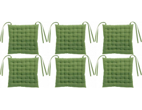 Galette de chaise en coton recyclé 36 points Zea vert (Lot de 6)