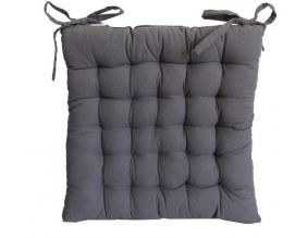 Galette de chaise en coton uni 40 cm 25 points (Gris)