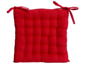 Galette de chaise en coton uni 40 cm 25 points (Rouge)