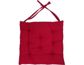 Galette de chaise en coton uni 40 cm 8 points (Rouge)