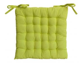 Galette de chaise en coton uni 40 cm 25 points (Vert Anis)