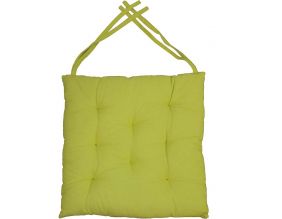 Galette de chaise en coton uni 40 cm 8 points (Vert Anis)