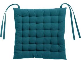 Galette de chaise 36 points en coton recyclé Zea 38 x 38 x 3 cm (Paon)