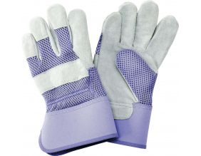 Gants de jardinage renforcés tissu et cuir Gloves (Violet gris - Taille M)