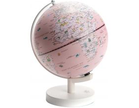 Globe terrestre lumineux 20 x 26 cm (Rose)
