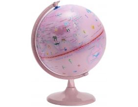 Globe terrestre lumineux en métal sur socle (Rose)