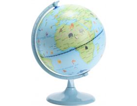 Globe terrestre lumineux en métal sur socle (Bleu)
