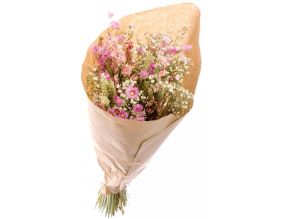 Grand bouquet  de fleurs séchées Mix (Rose et blanc)