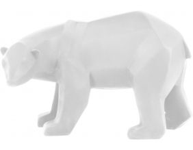 Grand ours en résine mat Origami (Blanc)