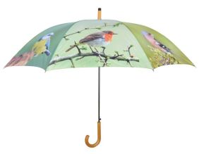 Grand parapluie bois et métal toile polyester (Oiseaux)