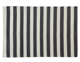 Grand tapis d'extérieur en polypropylène 160 x 230 cm (Rayures - Noir)