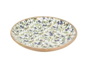 Grande corbeille en bois de manguier et résine - Olives (Plat)