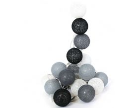 Guirlande lumineuse boules colorées 20 LED 3,45 m (Blanc. Noir. Gris)