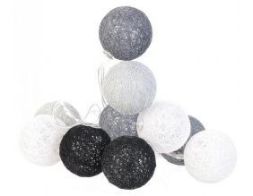 Guirlande lumineuse boules colorées 10 LED 1,92 m (Gris, Noir, Blanc)