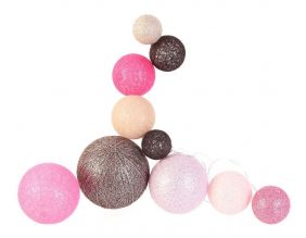 Guirlande lumineuse boules colorées 10 leds multi-tailles (Fuschia)