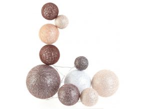 Guirlande lumineuse boules colorées 10 leds multi-tailles (Marron)