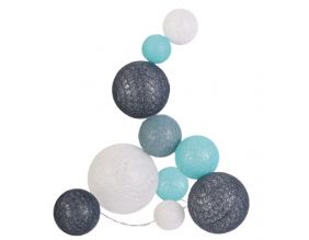 Guirlande lumineuse boules colorées 10 leds multi-tailles (Bleu, Gris, Blanc)