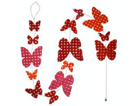 Guirlande papillon en papier Lokta fait main 150cm (Pois vif)