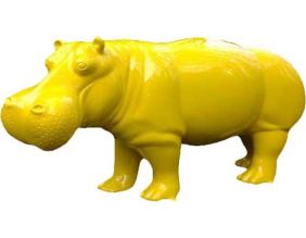 Hippopotame design en résine 173 cm (Jaune)