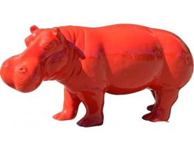 Hippopotame design en résine 173 cm (Rouge)