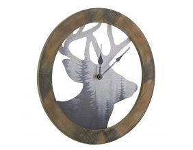 Horloge Cerf en pin