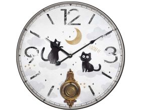 Horloge avec balancier Chats 58 cm (Deux chats)
