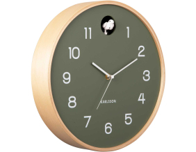Horloge en bois de bouleau Natural Cuckoo (Vert jungle)