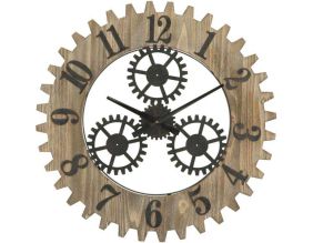 Horloge en bois et métal Ingranaggio 60 x 4 cm