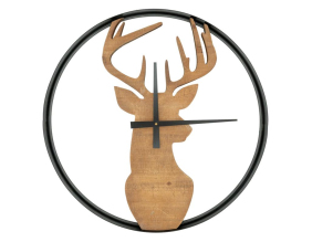 Horloge en bois et métal Cerf