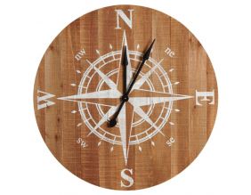 Horloge boussole en bois
