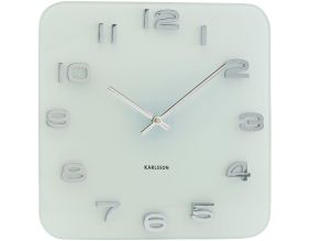 Horloge carrée vintage en verre 35 cm (Blanc)