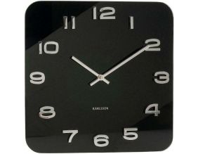 Horloge carrée vintage en verre 35 cm (Noir)